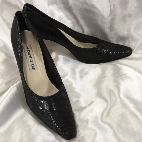 Vintage Heels ANDREW GELLER Black Caviar Size 9M 3.5” - Picture 5 of 15